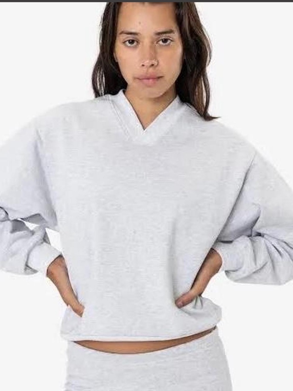 LA Apparel Women’s Light Gray V-Neck Sweatshirt